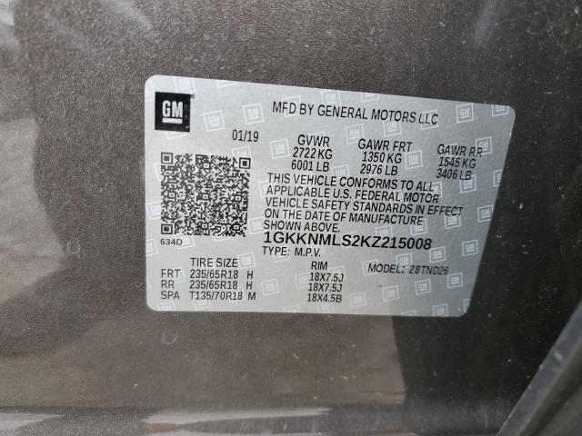 1GKKNMLS2KZ215008 GMC Acadia Slt-1