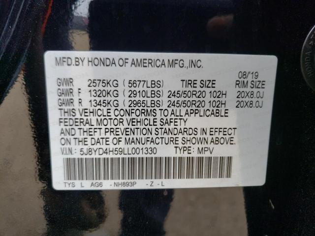 5J8YD4H59LL001330 Acura Mdx Technology