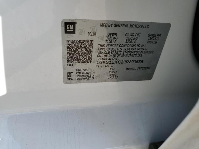 1GKS1BKC2JR293636 GMC YUKON SLT