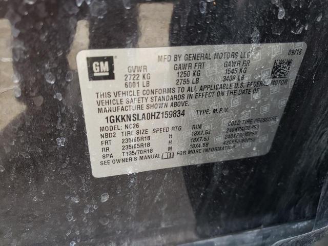 1GKKNSLA0HZ159834 GMC ACADIA SLE