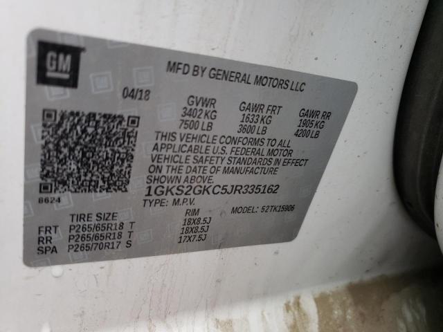 1GKS2GKC5JR335162 GMC Yukon Xl K1500 Slt