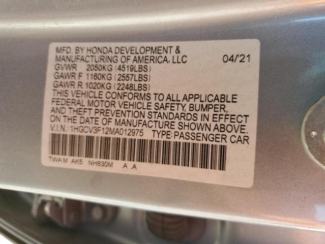 1HGCV3F12MA012975 Honda ACCORD HYBRID
