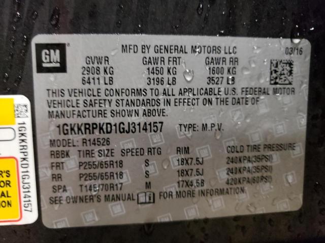 1GKKRPKD1GJ314157 GMC ACADIA SLE
