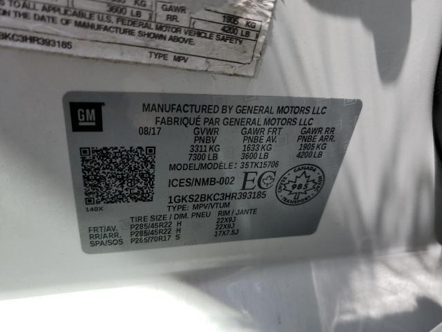 1GKS2BKC3HR393185 GMC YUKON SLT