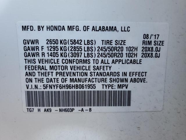 5FNYF6H96HB061955 Honda Pilot Touring
