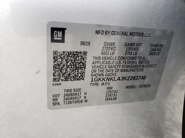 1GKKNKLA3KZ283748 GMC ACADIA SLE