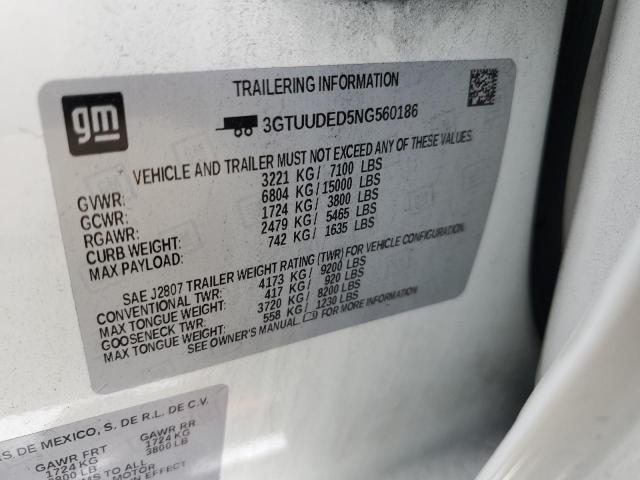 3GTUUDED5NG560186 GMC Sierra K1500 Slt