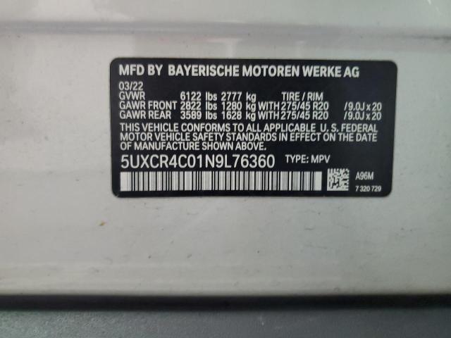 5UXCR4C01N9L76360 BMW X5 Sdrive 40i