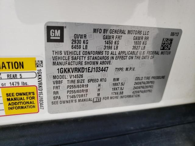 1GKKVRKD1EJ103447 GMC Acadia Slt-1