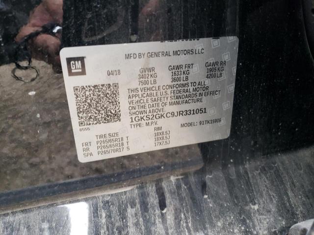 1GKS2GKC9JR331051 GMC Yukon Xl K1500 Slt