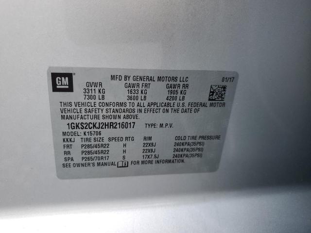 1GKS2CKJ2HR216017 GMC YUKON DENALI