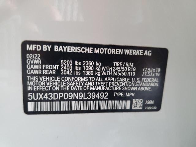 5UX43DP09N9L39492 BMW X3 Sdrive30i
