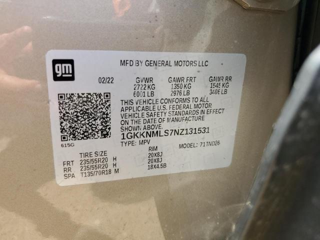 1GKKNMLS7NZ131531 GMC ACADIA SLT