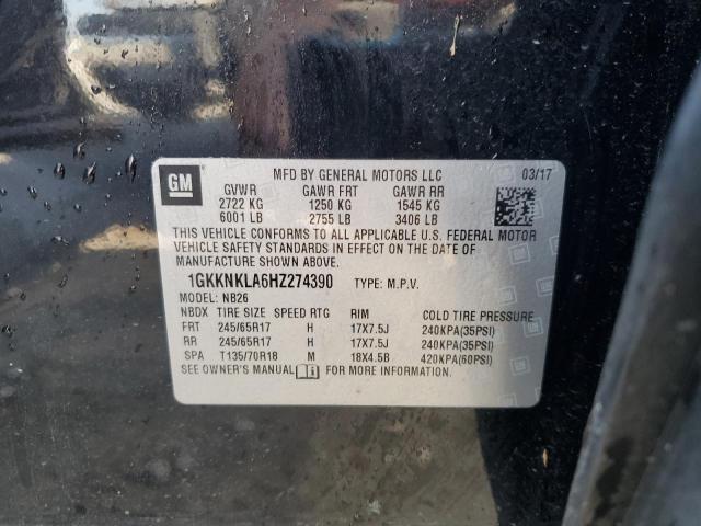 1GKKNKLA6HZ274390 GMC ACADIA SLE