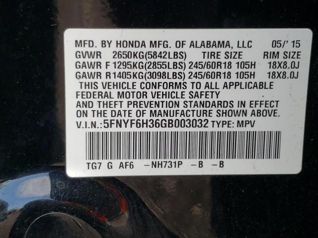 5FNYF6H36GB003032 Honda Pilot Ex