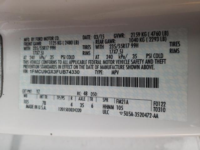 1FMCU9GX3FUB74330 Ford ESCAPE SE