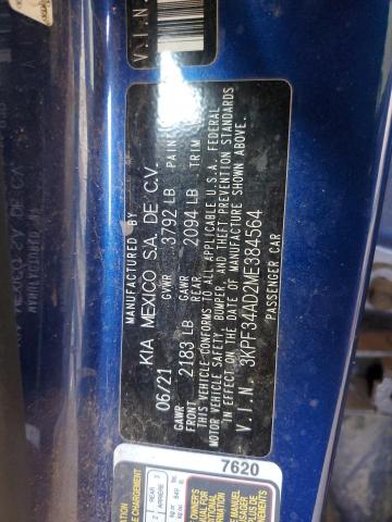3KPF34AD2ME384564 KIA Forte Gt Line