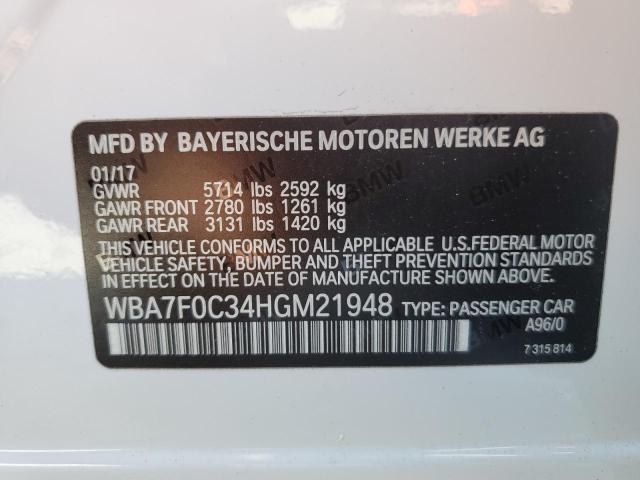 WBA7F0C34HGM21948 BMW 750 I