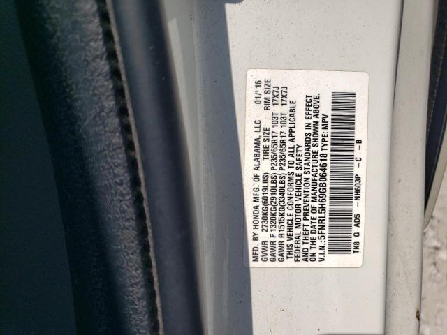 5FNRL5H69GB064618 Honda ODYSSEY EXL