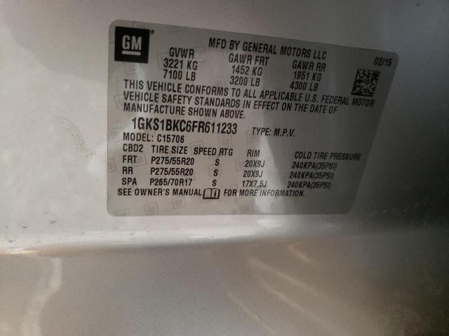 1GKS1BKC6FR611233 GMC YUKON SLT