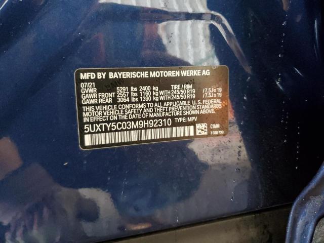 5UXTY5C03M9H92310 BMW X3 Xdrive30i