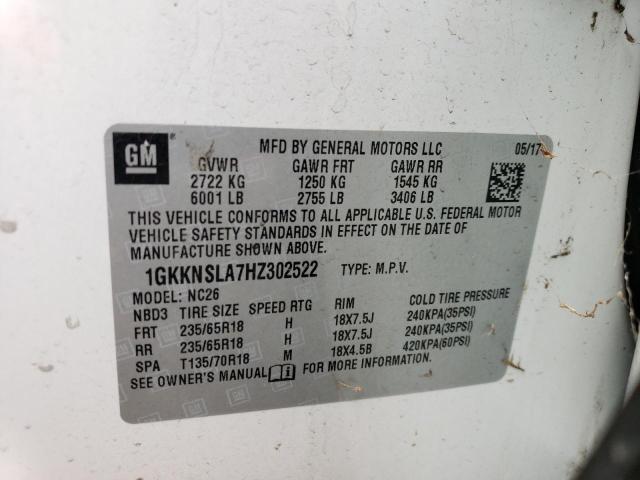 1GKKNSLA7HZ302522 GMC ACADIA SLE