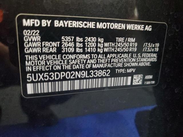 5UX53DP02N9L33862 BMW X3 Xdrive30i