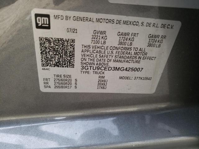 3GTU9CED3MG425007 GMC Sierra K1500 Elevation