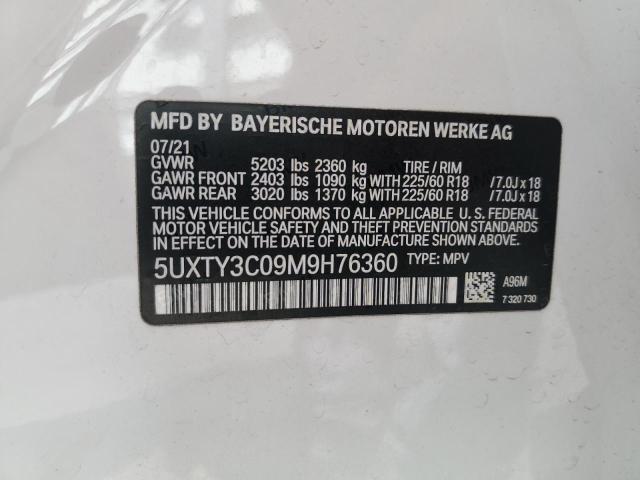 5UXTY3C09M9H76360 BMW X3 Sdrive30i