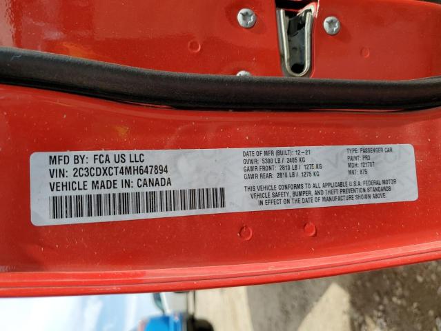 2C3CDXCT4MH647894 Dodge CHARGER R/T