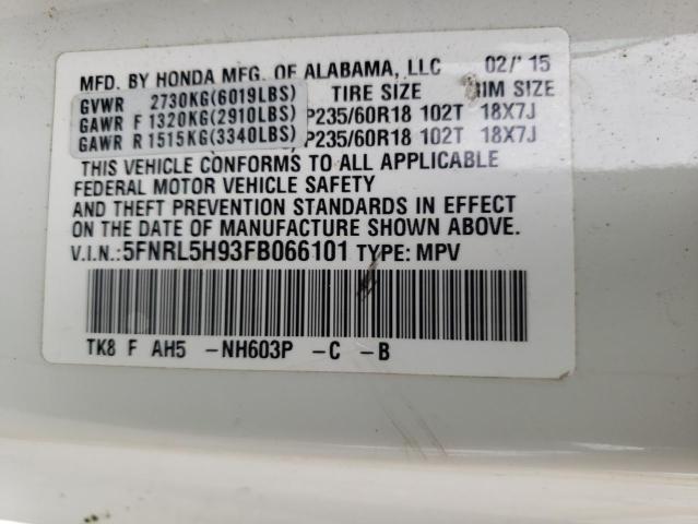 5FNRL5H93FB066101 Honda Odyssey Touring