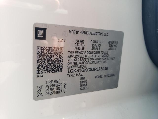 1GKS1GKC8JR175040 GMC Yukon Xl C1500 Slt