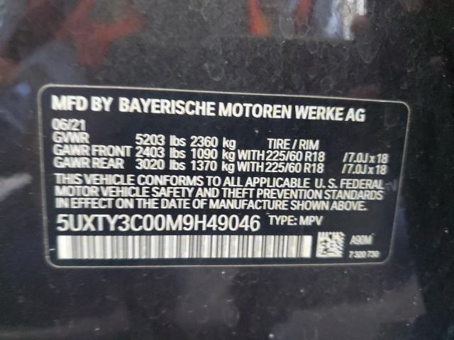 5UXTY3C00M9H49046 BMW X3 Sdrive30i