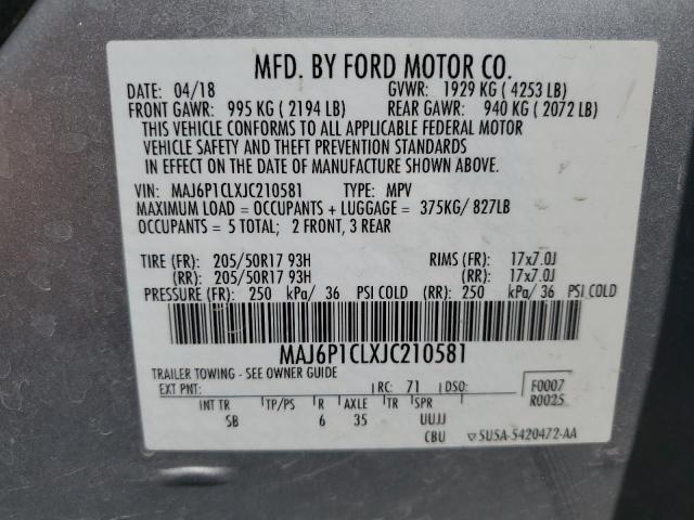 MAJ6P1CLXJC210581 Ford Ecosport Ses