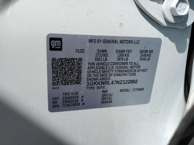 1GKKNRL47NZ122892 GMC ACADIA SLE