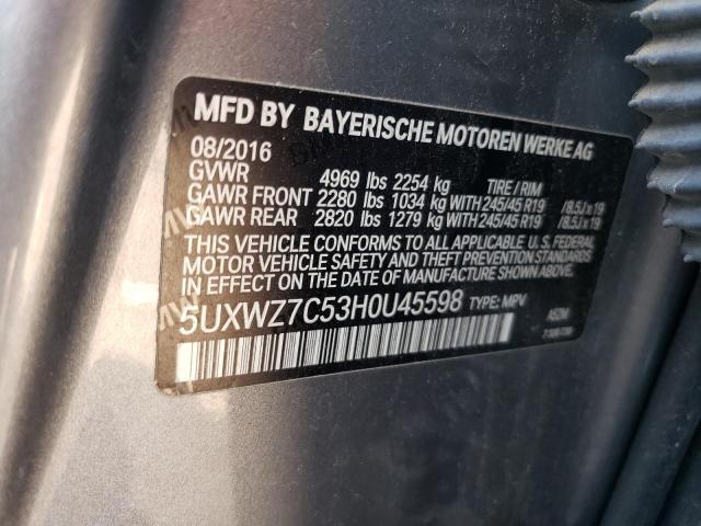 5UXWZ7C53H0U45598 BMW X3 Sdrive28i