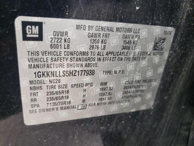 1GKKNLLS5HZ177938 GMC ACADIA SLE