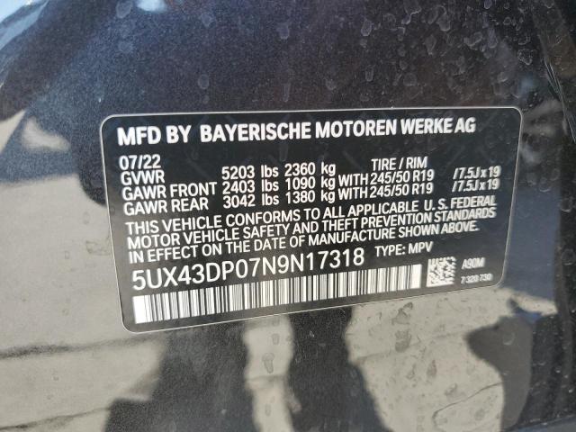 5UX43DP07N9N17318 BMW X3 Sdrive30i