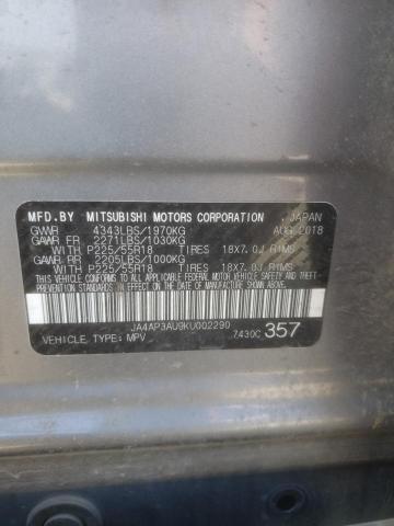 JA4AP3AU9KU002290 Mitsubishi Outlander Sport Es