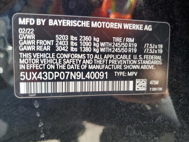 5UX43DP07N9L40091 BMW X3 Sdrive30i