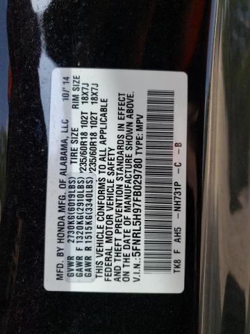 5FNRL5H97FB029780 Honda Odyssey Touring