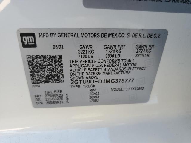 3GTU9DED1MG375777 GMC Sierra K1500 Slt