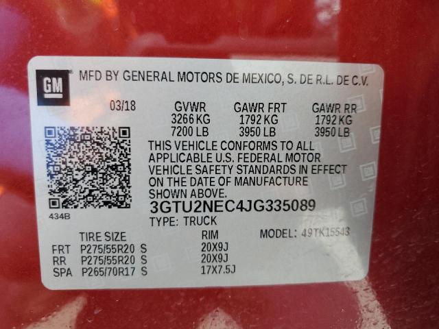 3GTU2NEC4JG335089 GMC Sierra K1500 Slt