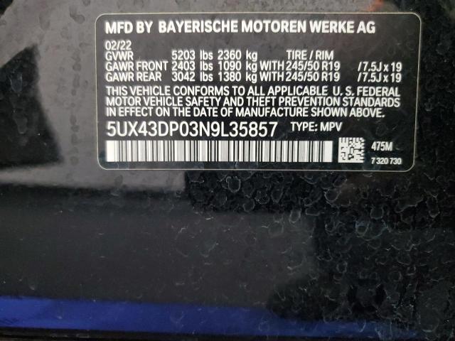 5UX43DP03N9L35857 BMW X3 Sdrive30i