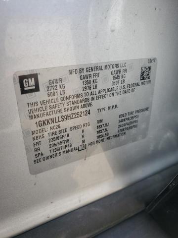 1GKKNLLS9HZ252124 GMC ACADIA SLE