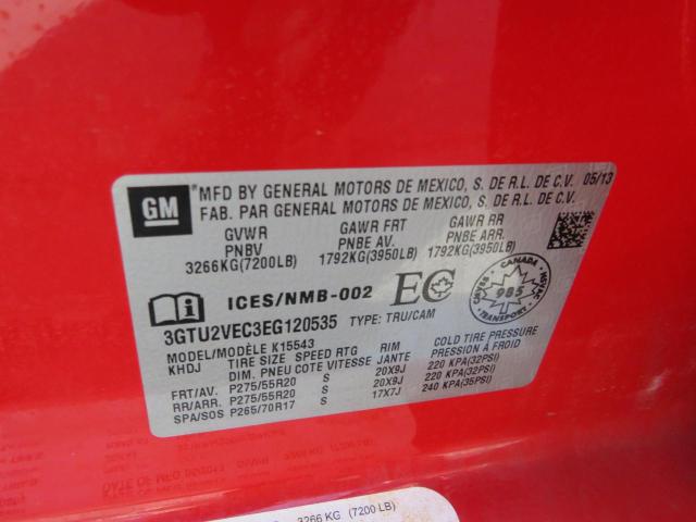 3GTU2VEC3EG120535 GMC Sierra K1500 Slt