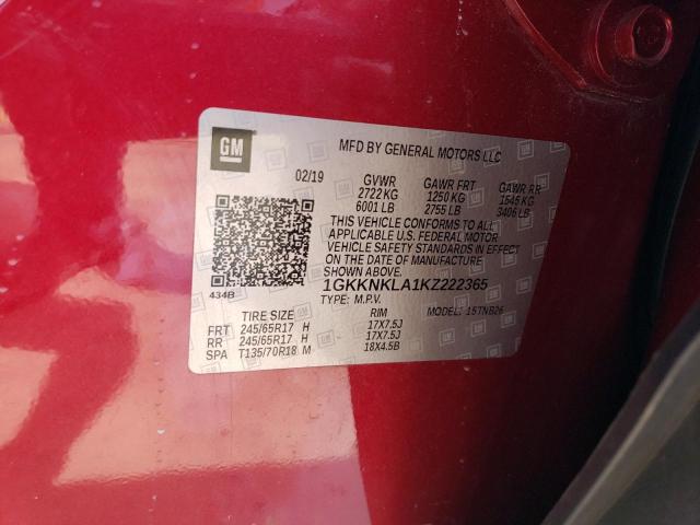 1GKKNKLA1KZ222365 GMC ACADIA SLE