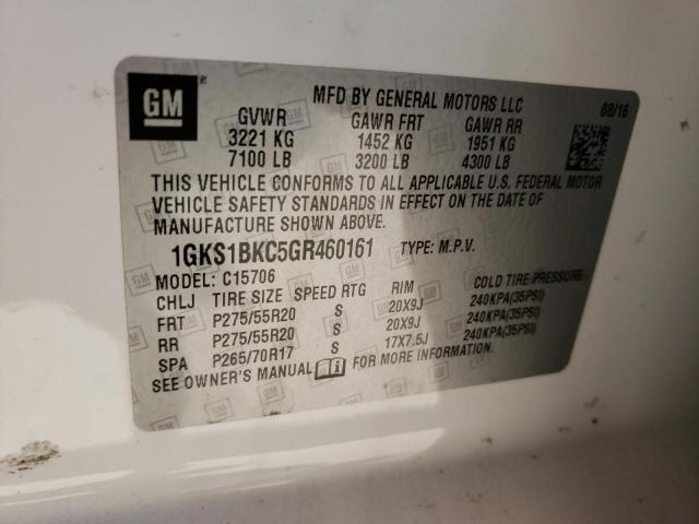 1GKS1BKC5GR460161 GMC YUKON SLT