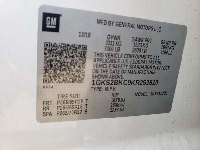 1GKS2BKC9KR252810 GMC YUKON SLT