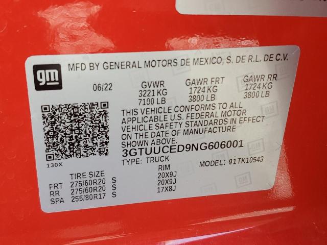3GTUUCED9NG606001 GMC Sierra K1500 Elevation